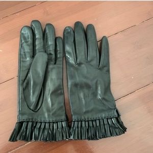 kate spade black fringe tassel leather gloves nwot
